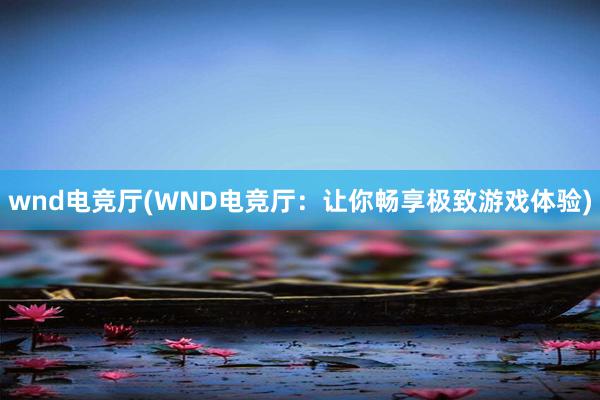 wnd电竞厅(WND电竞厅：让你畅享极致游戏体验)