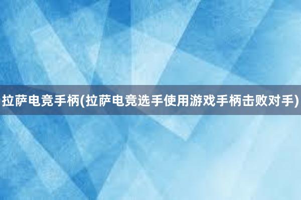 拉萨电竞手柄(拉萨电竞选手使用游戏手柄击败对手)