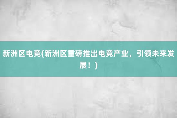 新洲区电竞(新洲区重磅推出电竞产业，引领未来发展！)