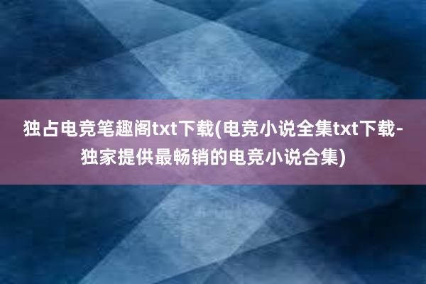 独占电竞笔趣阁txt下载(电竞小说全集txt下载-独家提供最畅销的电竞小说合集)