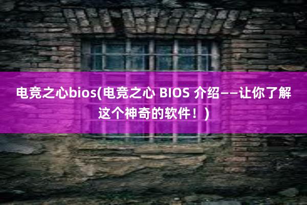 电竞之心bios(电竞之心 BIOS 介绍——让你了解这个神奇的软件！)