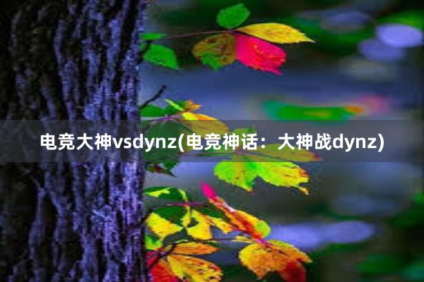 电竞大神vsdynz(电竞神话：大神战dynz)