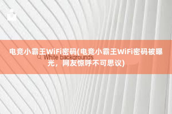 电竞小霸王WiFi密码(电竞小霸王WiFi密码被曝光，网友惊呼不可思议)