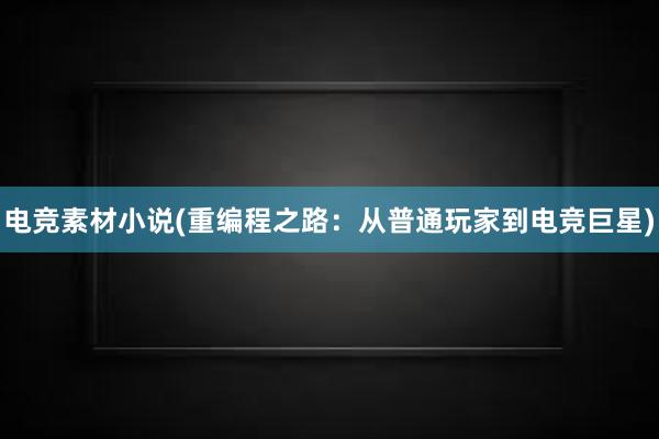 电竞素材小说(重编程之路：从普通玩家到电竞巨星)