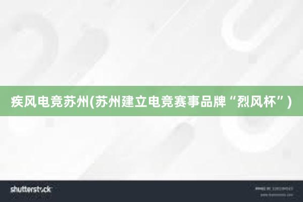 疾风电竞苏州(苏州建立电竞赛事品牌“烈风杯”)