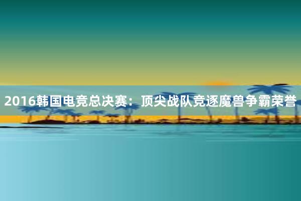 2016韩国电竞总决赛：顶尖战队竞逐魔兽争霸荣誉