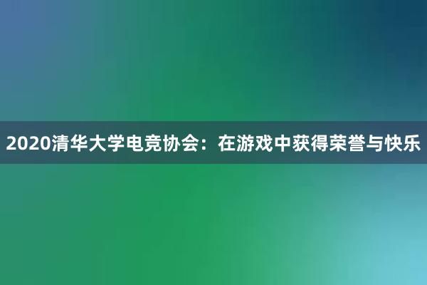 2020清华大学电竞协会：在游戏中获得荣誉与快乐