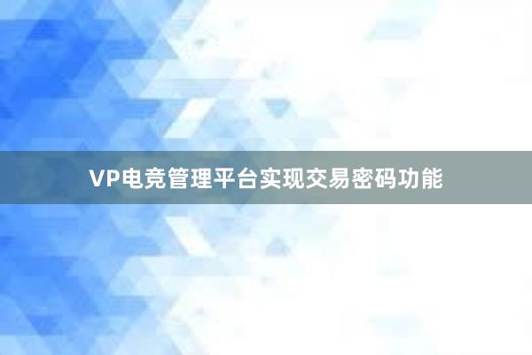 VP电竞管理平台实现交易密码功能