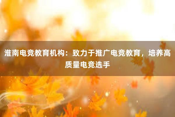 淮南电竞教育机构：致力于推广电竞教育，培养高质量电竞选手