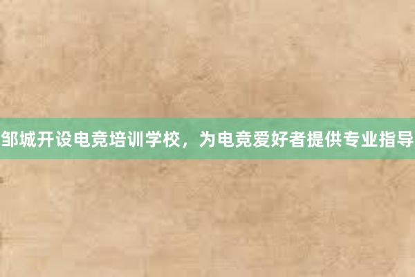 邹城开设电竞培训学校，为电竞爱好者提供专业指导